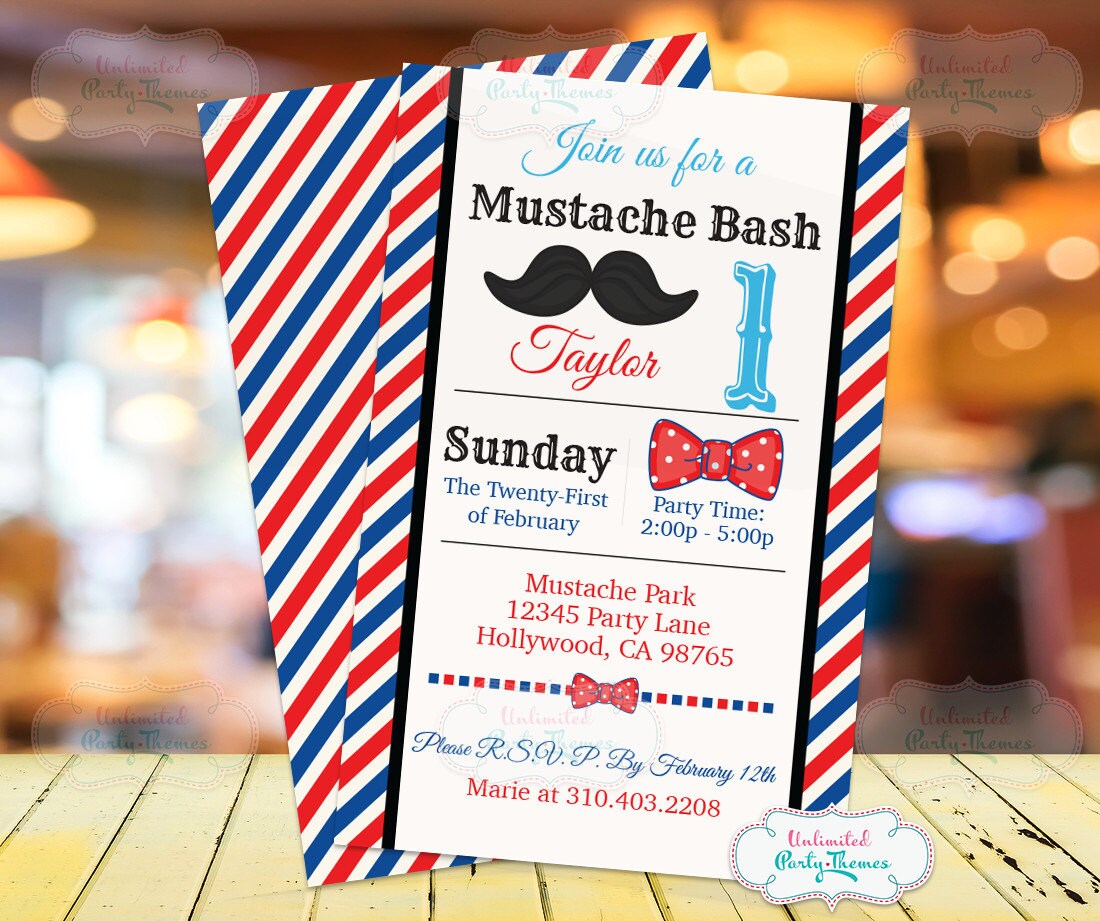 Mustache Birthday Party Invitations Printed Little Man Etsy