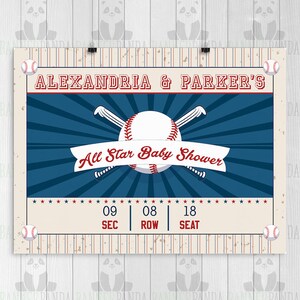 Baseball Baby Shower Backdrop, PRINTED, Its A Boy, All Star Baby Shower, Poster, Cake Table Banner, Baby Shower Banner, Shower Banner