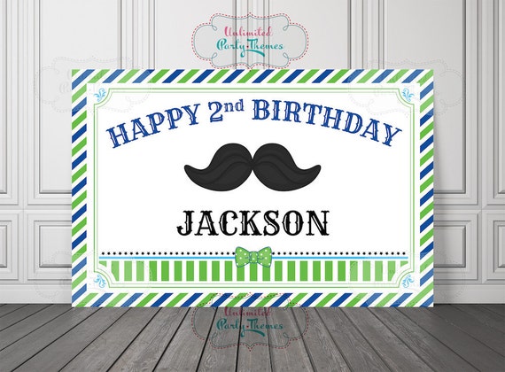 Little Man Birthday Sign, PRINTED Mustache Birthday Party, Lime and Blue, Little Man Sign, Mustache Party, Cake Table Sign Il_570xn