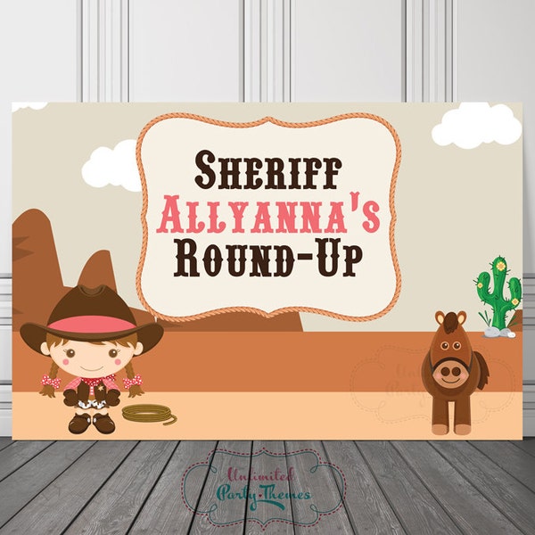 Cowgirl Birthday Party Sign, PRINTED, Party Sign, Cowgirl Party Decorations, Birthday Party Sign, Cake Table, Poster, Party Sign