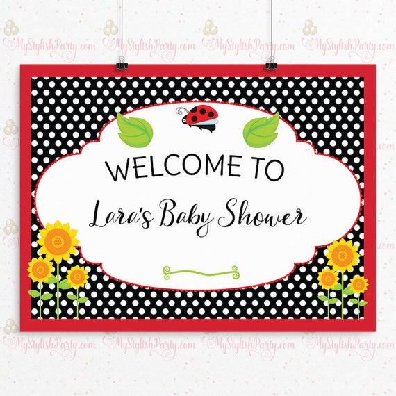 Ladybug Baby Shower Backdrop Printed Lady Bug Its A Girl Poster
