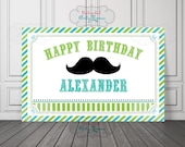 PRINTED, Little Man Birthday Party Sign, Mustache Birthday Party, Lime and Teal, Little Man Sign, Mustache Party, Cake table Sign Il_170x135