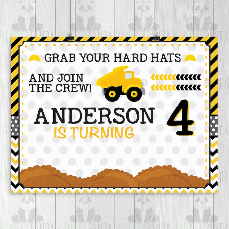 Printed Dump Truck Birthday Banner Construction Birthday Etsy