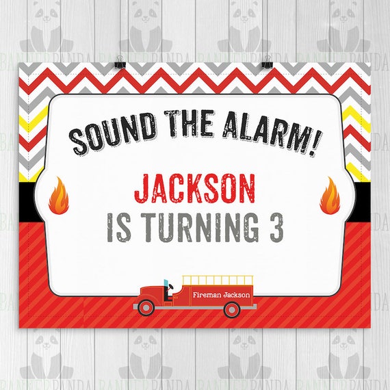Fireman Birthday Party Sign, PRINTED firefighter birthday banner ...