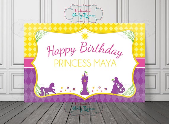 Rapunzel Birthday Party Sign, PRINTED, Tangled Hair Birthday Party Sign, Cake Table Sign, Rapunzel Birthday Party Sign, Princess Birthday Il_570xn