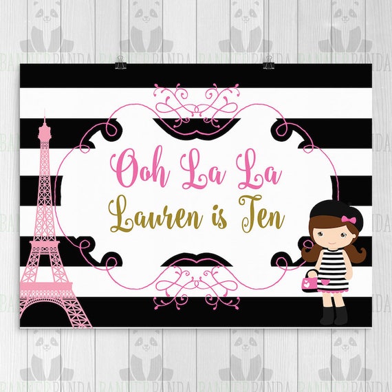 Paris Birthday Party Sign, PRINTED, French Birthday, Paris Party Decorations, Birthday Party Sign, Cake Table, Poster, Party Sign Il_570xn