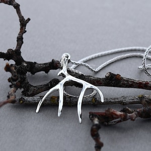 Mule Deer Antler Pendant in Sterling Silver