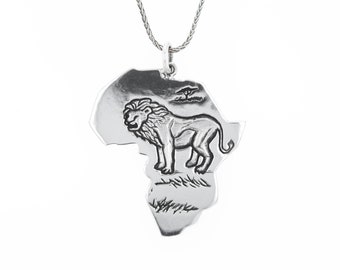 African Lion Pendant in Sterling Silver