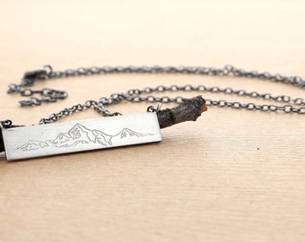 Mountain Bar Necklace in Sterling Silver