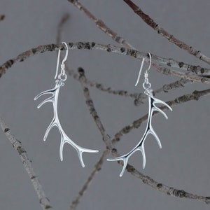Elk Antler Earrings in Sterling Silver- Large