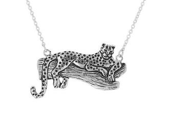 African Leopard Necklace in Sterling Silver