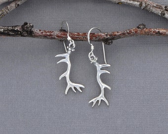 A-Typical Elk Antler Earrings in Sterling Silver- Small