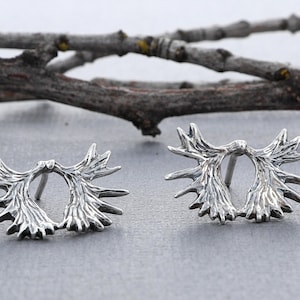 Moose Paddle Earrings in Sterling Silver- Small