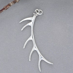 Elk Antler Pendant in Sterling Silver- Large
