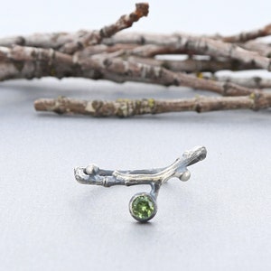 Sapphire Twig Ring in Sterling Silver