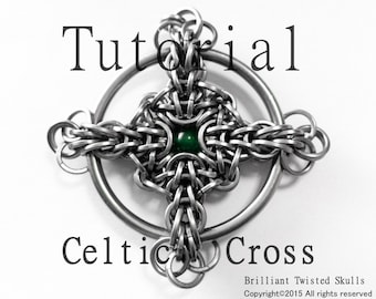 Tutorial for Celtic Cross Chain Maille Pendant in both square and round wire rings by Brilliant Twisted Skulls