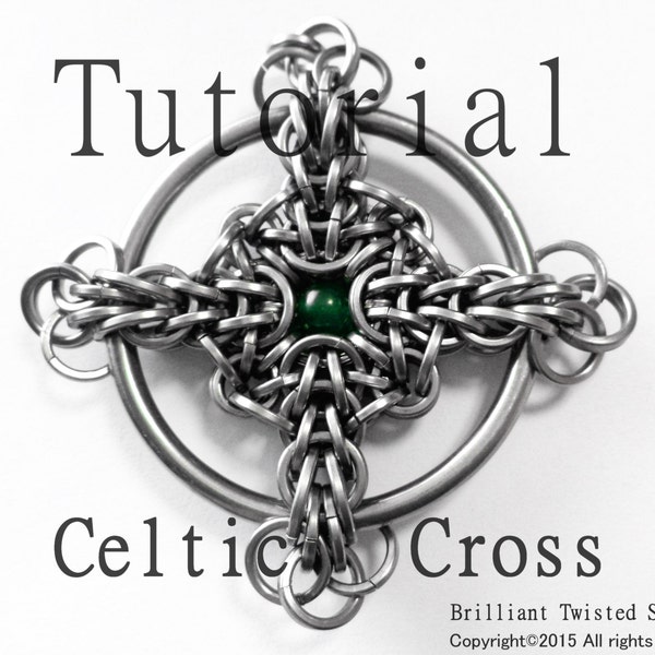 Tutorial for Celtic Cross Chain Maille Pendant in both square and round wire rings by Brilliant Twisted Skulls