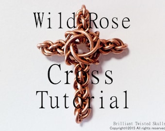 Tutorial for Wild Rose Cross Chain Maille Pendant by Brilliant Twisted Skulls