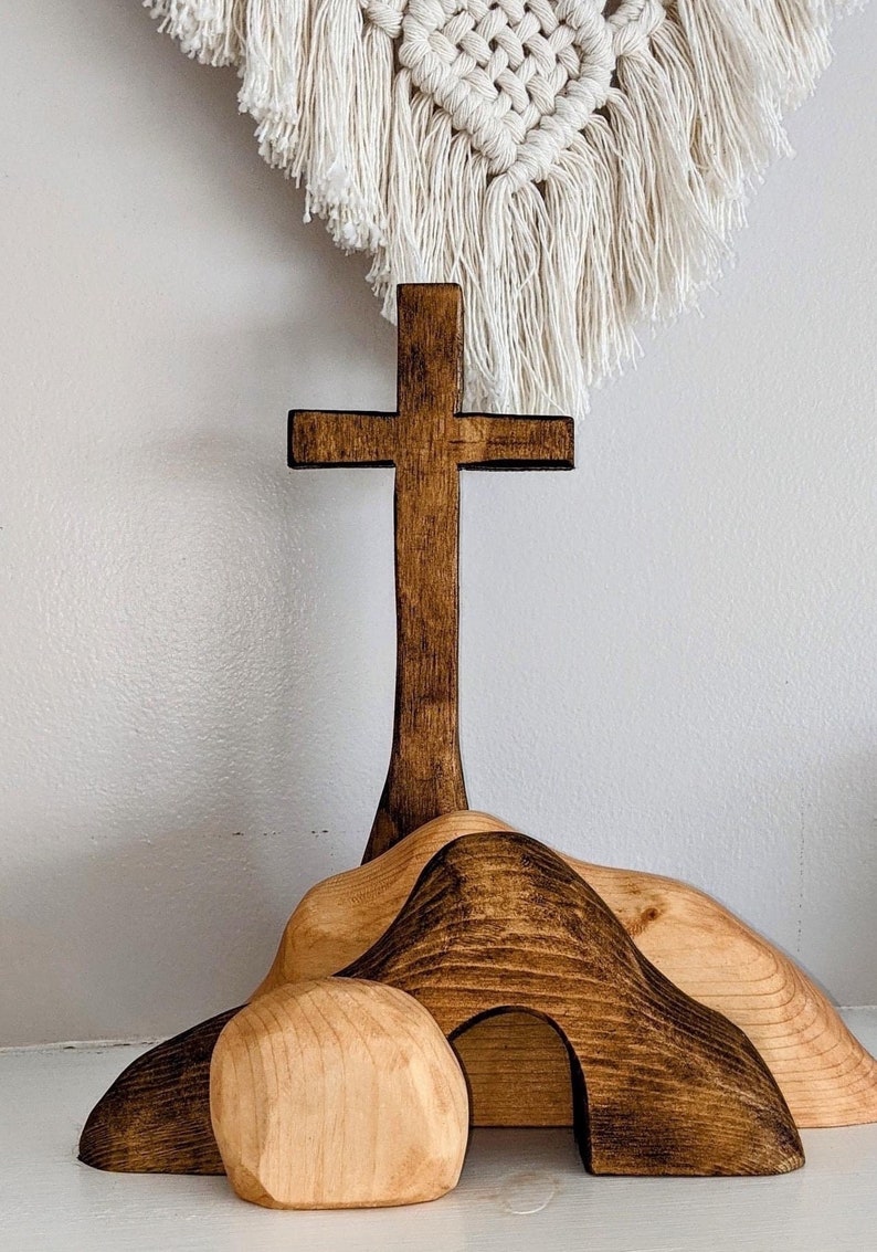 Rustic Empty Tomb with One Cross Easter decoration. image 1