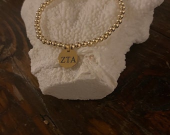 Zeta Tau Alpha 14k gold filled beaded bracelet.