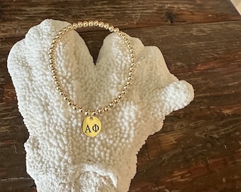 Alpha Phi 14k gold filled beaded bracelet.