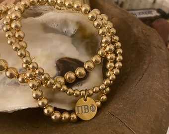 Pi Beta Phi 14k gold filled beaded bracelet.