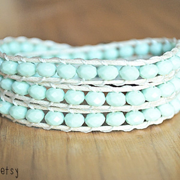 SALE // Winter Bracelet // Turquoise and White // Wrap Bracelet