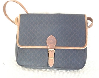 Genuine LONGCHAMP black signature messenger bag cross body 90s