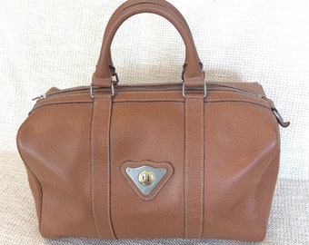 バッグ archive renoma paris leather Boston bag Genuine Vintage RENOMA Paris Tan Pebble Leather Satchel Bag