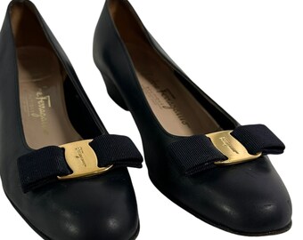 Salvatore ferragamo black pumps cheap