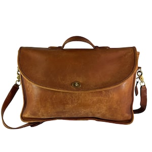 バッグ COACH 2way leather briefcase business A4 Genuine Vintage COACH Tan Leather Lexington Briefcase Messenger