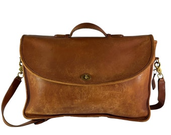 Genuine Vintage COACH Tan Leather Lexington Briefcase