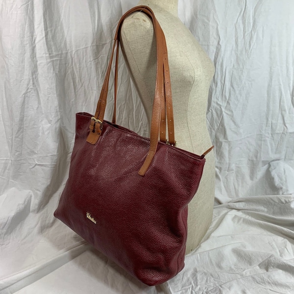 Vintage VALENTINA wine large leather tote bag purse