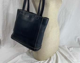 Genuine vintage COACH 9305 Bleeker navy blue leather tote bag