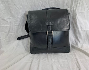 Genuine Vintage FOSSIL Black Leather Cross Body Shoulder Bag Messenger ...