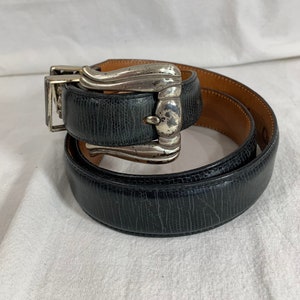Vintage ONYX 19403 Black Leather Belt Size 28 Marked 1993 90s Silver Buckle Tip Onyx 1993 Belt - Etsy main image 3