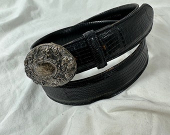 Pat Areias Size 30 Lizard Leather Belt W Sterling Silver  display picture 1