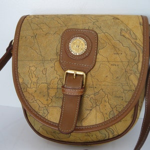 Echte Vintage PIERRE BALMAIN Weltkarte Satteltasche Crossbody