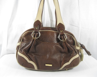 Vintage MOSCHINO brown leather satchel bag purse with tassel