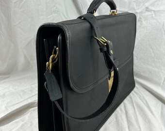 バッグ Coach Vintage Attache Case Black Coach Vintage 70s Leather Attache Case Business Bag Black