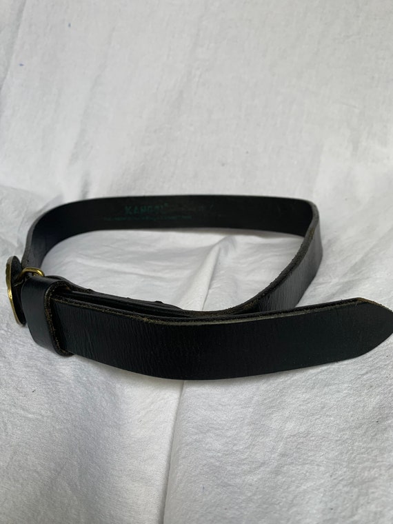 Genuine vintage KANGOL logo black leather belt sm… - image 8