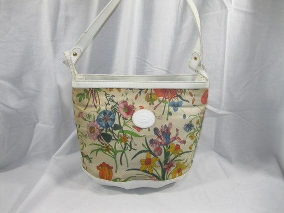 Vintage GUCCI flora floral multi color bucket shoulder bag | Etsy