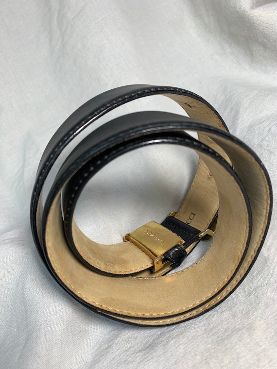 Vintage NINA RICCI black leather belt with logo m… - image 9
