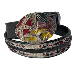 Vintage CODE AZURE Black Genuine Leather Medusa Logo Belt  display picture 1