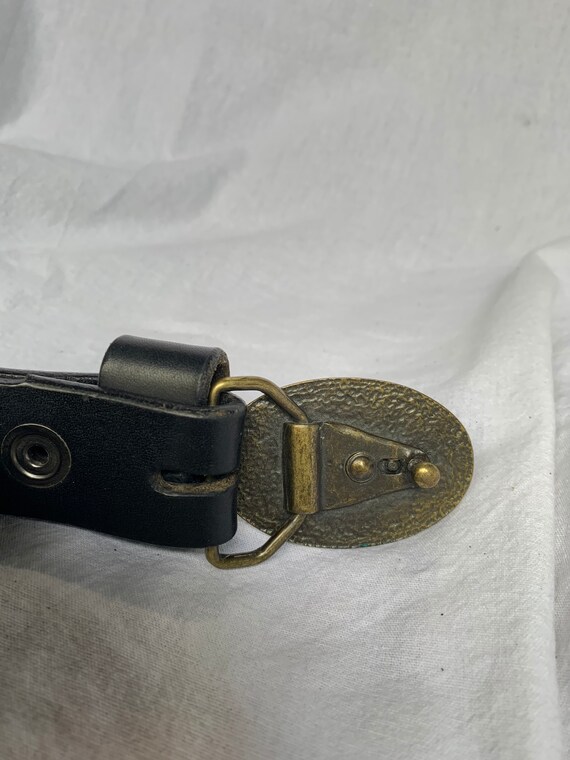 Genuine vintage KANGOL logo black leather belt sm… - image 9
