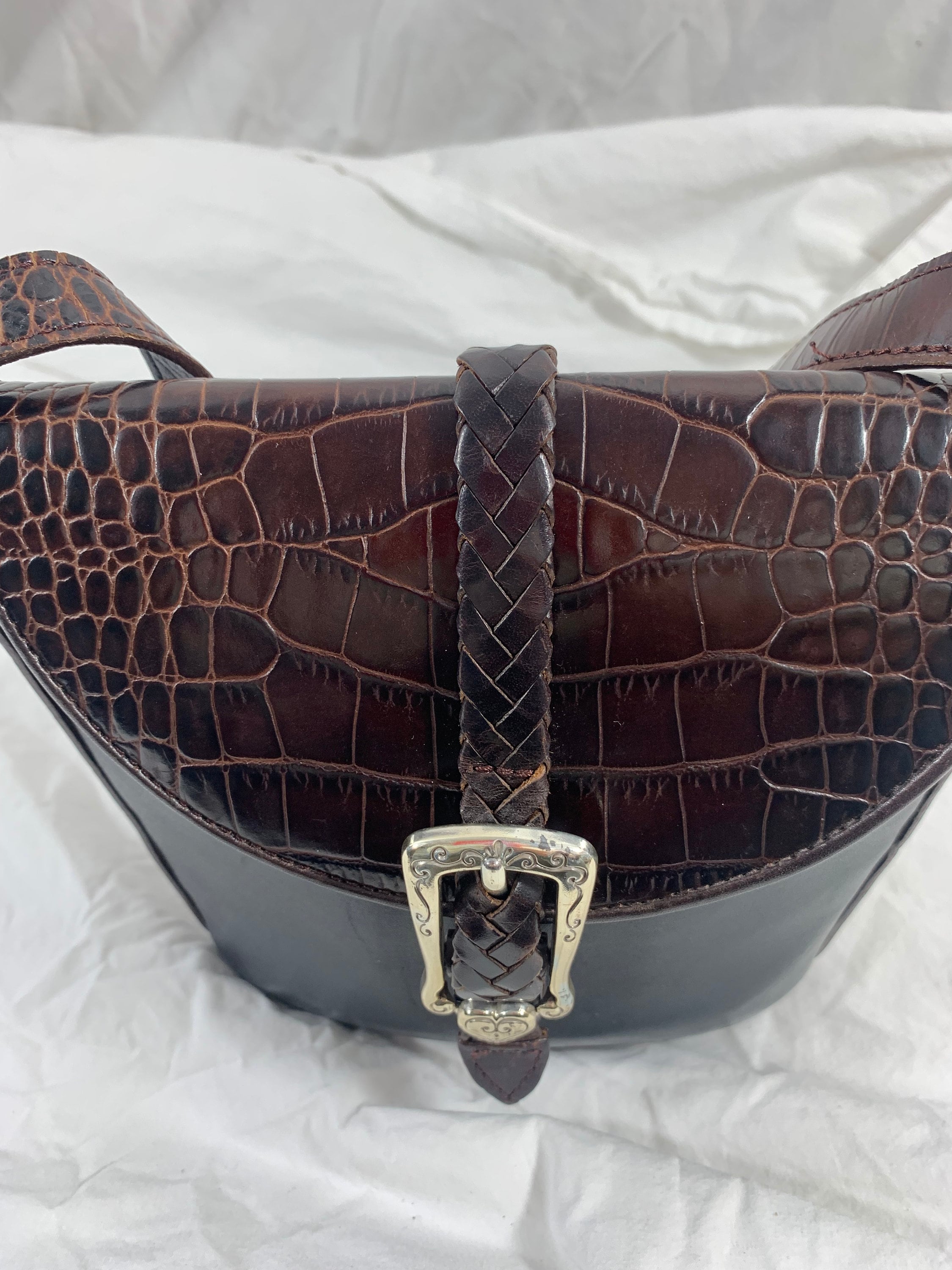 Genuine Vintage BRIGHTON Black Brown Leather Shoulder Bag