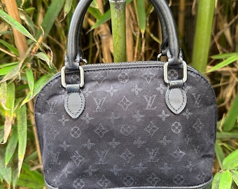 Echte Vintage LOUIS VUITTON schwarze Mini Alma Satin Tasche Geldbörse