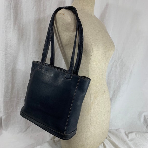 vintage COACH レザー トートバッグ Genuine Vintage COACH 9305 Bleeker Navy Blue Leather Tote Bag - Etsy
