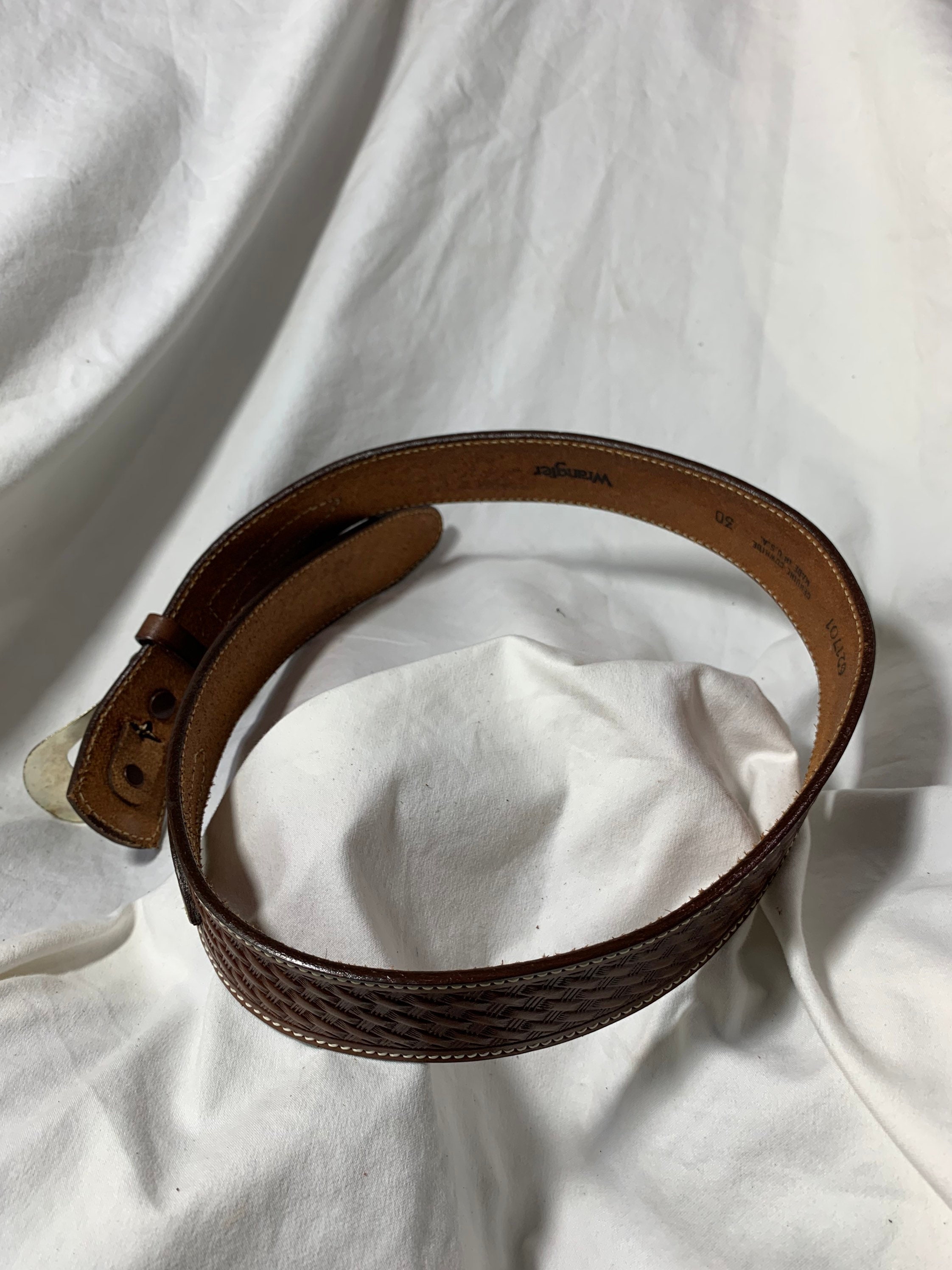 Vintage genuine WRANGLER tan leather belt size 30 USA | Etsy