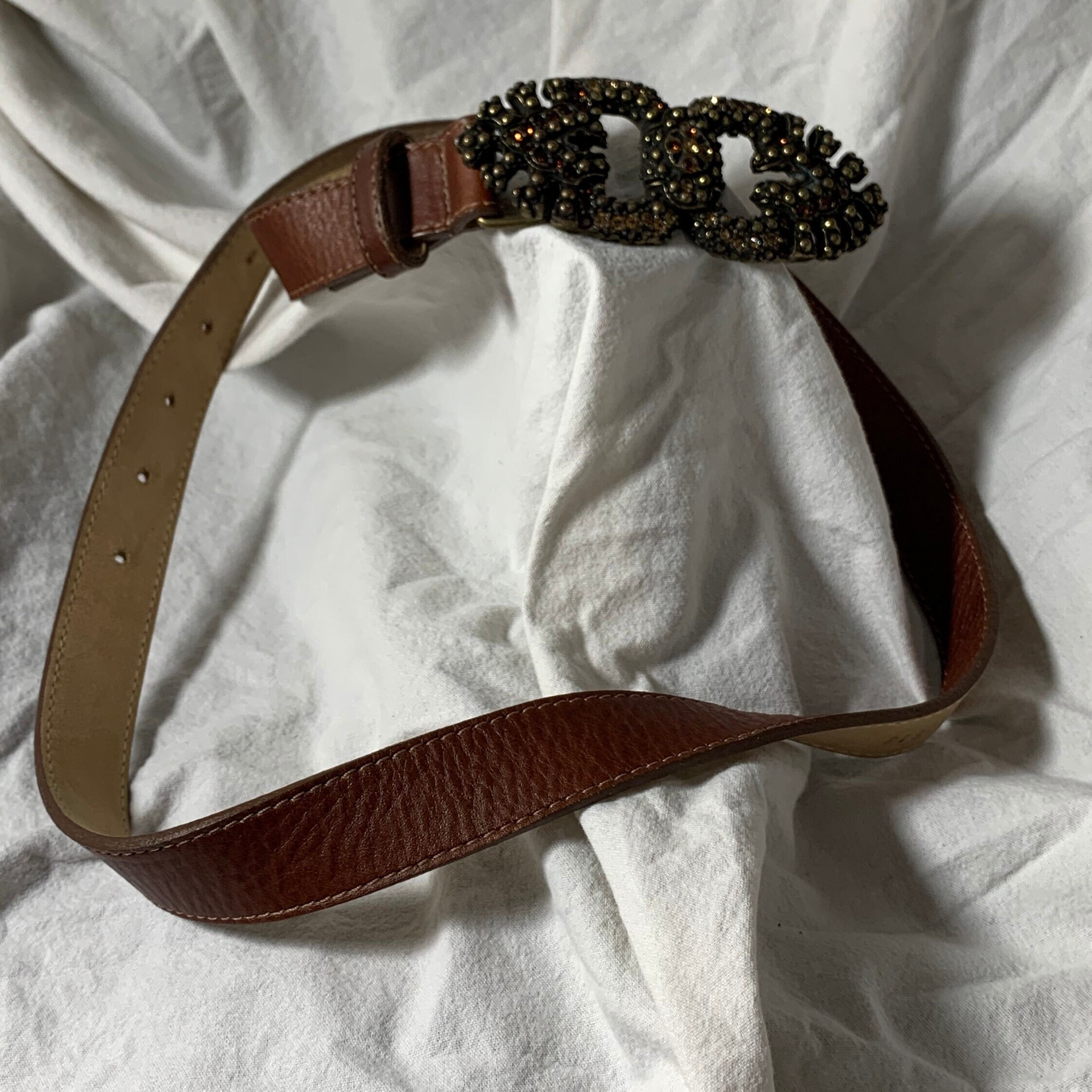 Brown Leather Bling Belt.  Leatherock  Medium Kamberley Women main image 2